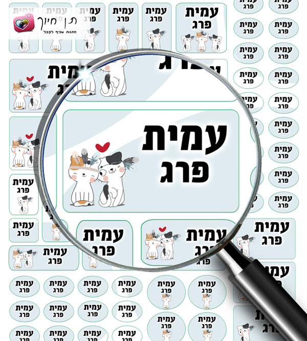 70 מדבקות עם שם דגם חתולים