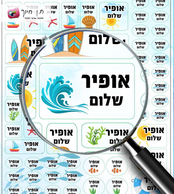 70 מדבקות שם דגם גלישה