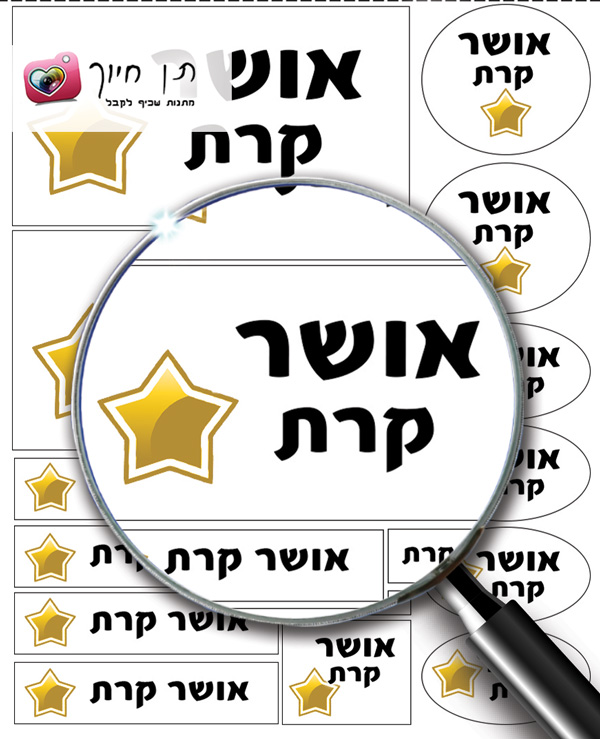 14 מדבקות שם כוכב מוזהב