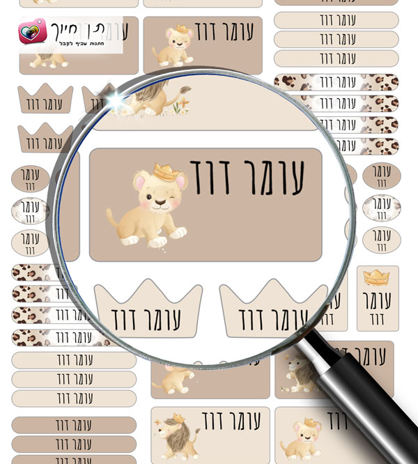63 מדבקות שם דגם מלך החיות