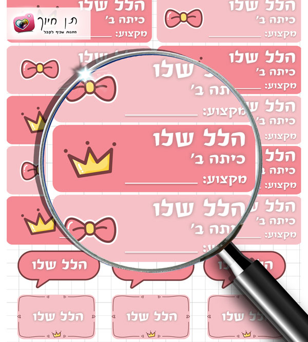 22 מדבקות לספרים ומחברות דגם נסיכות