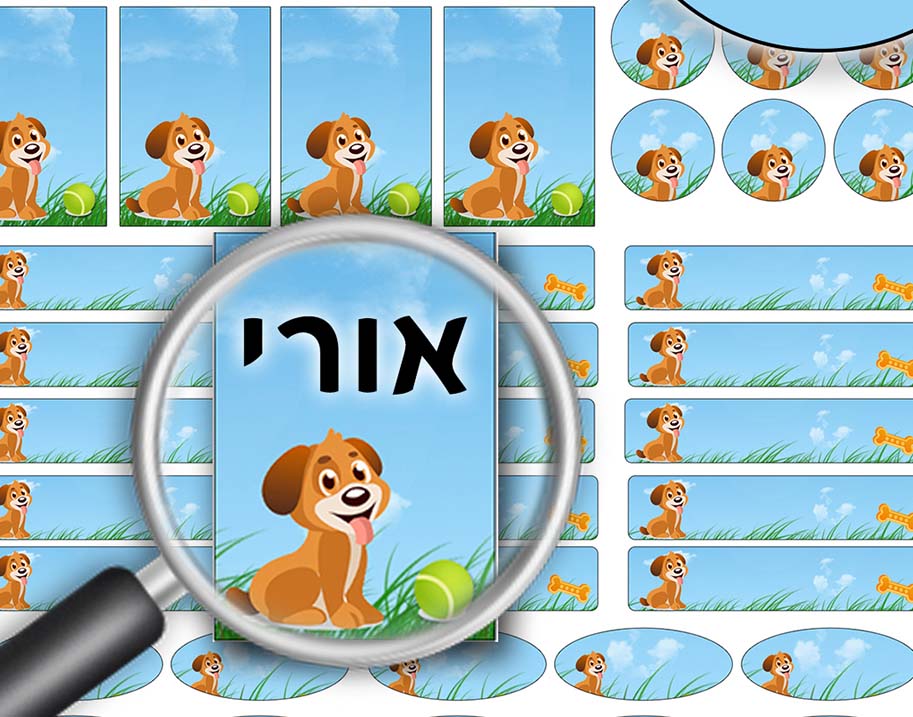 60 מדבקות שם לגיהוץ - כלבלב