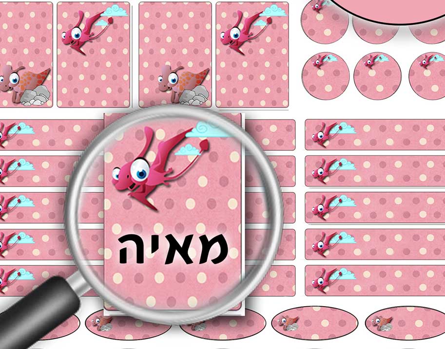 60 מדבקות שם לגיהוץ- דינוזאורית