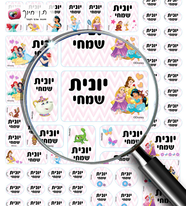 דיסני 70 מדבקות שם "נסיכות"