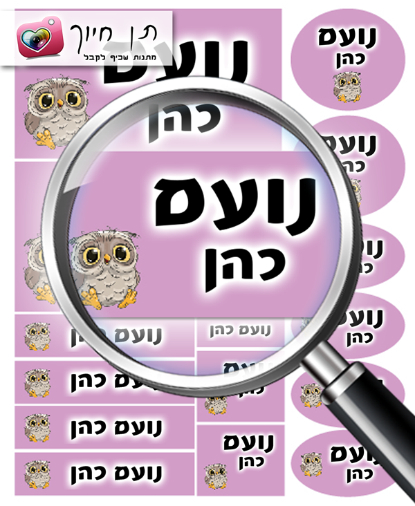 14 מדבקות שם דגם  ינשוף סגול