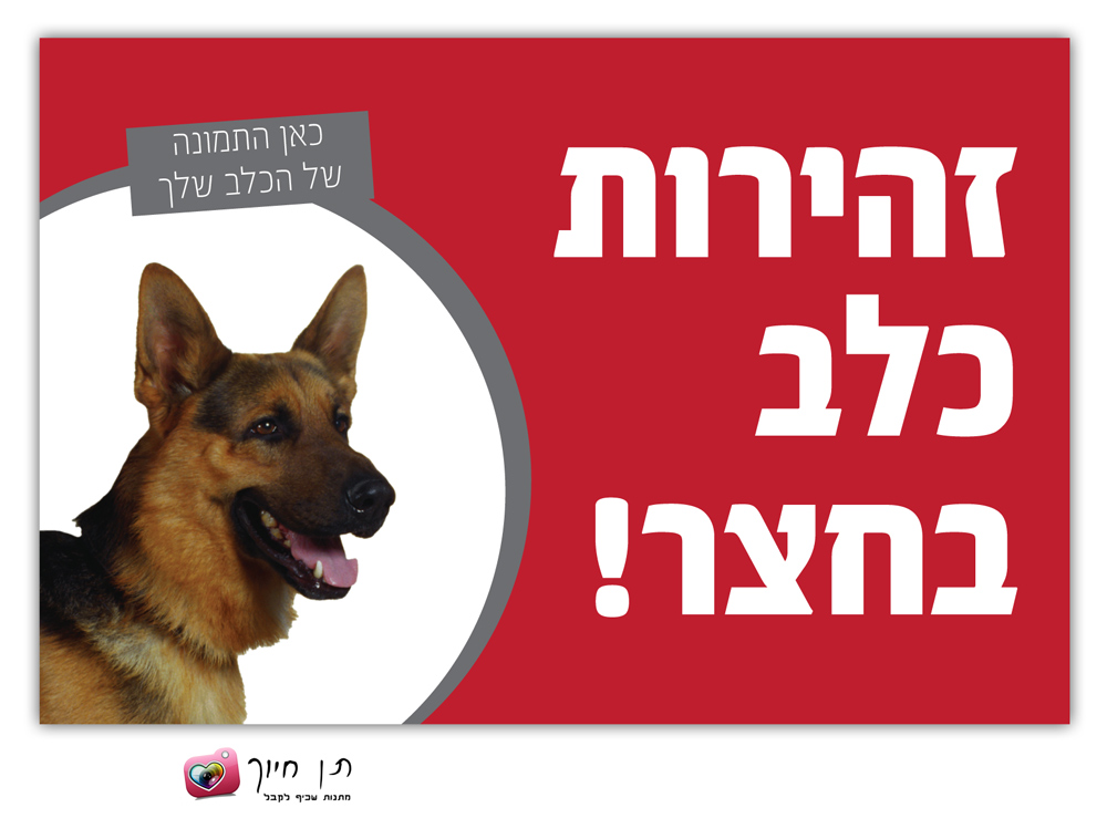 שלט כלב בחצר עם תמונה דגם 3